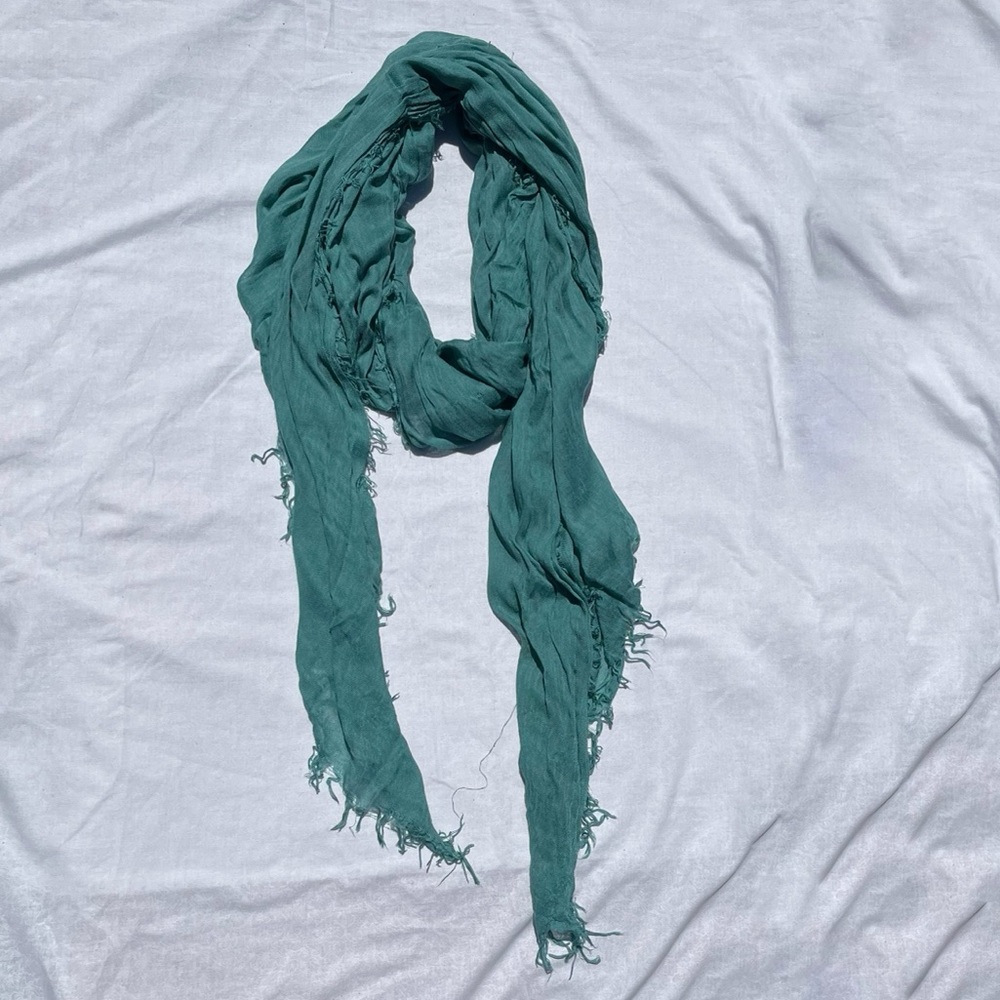 Lightweight Teal Fringe Scarf